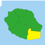 Météo La Réunion : carte de vigilance jaune fortes pluies et orages dans le Sud-Est, bulletin du 25 octobre 2026 à 16 h 03.